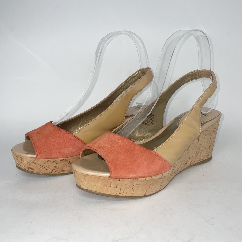 Circa Joan & David Luxe Beige Patent & Suede Wedge